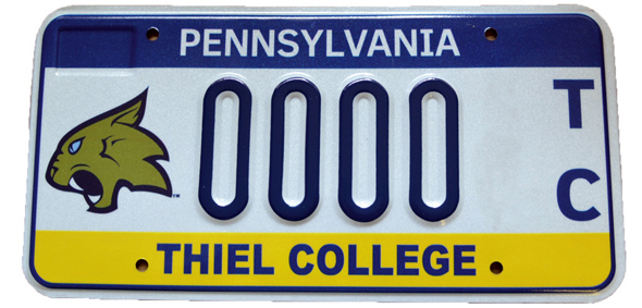 Thiel College license plate