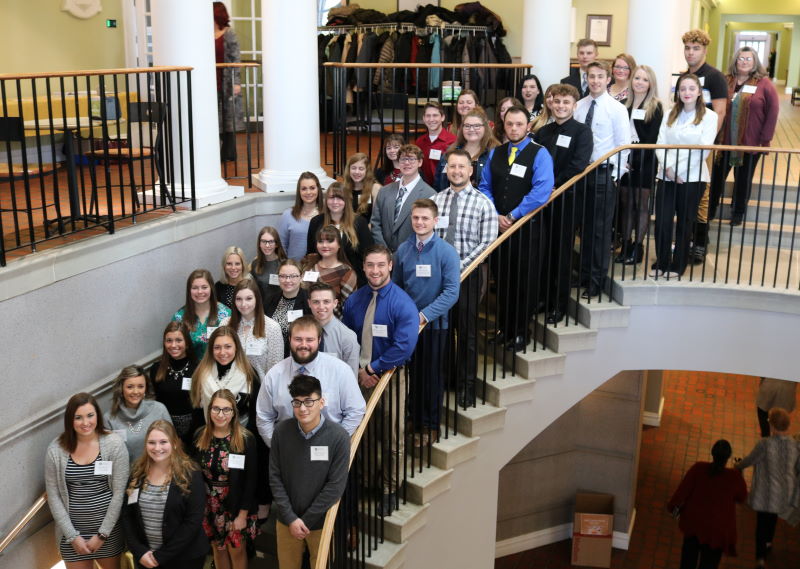 Students on the steps of the HMSC