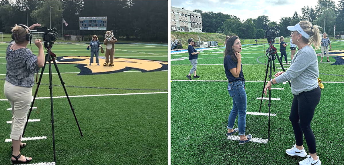Julie Kobak, Professor and Director of Clinical Education, joins other members of the Thiel Concussion Management Team to shoot a concussion awareness video.